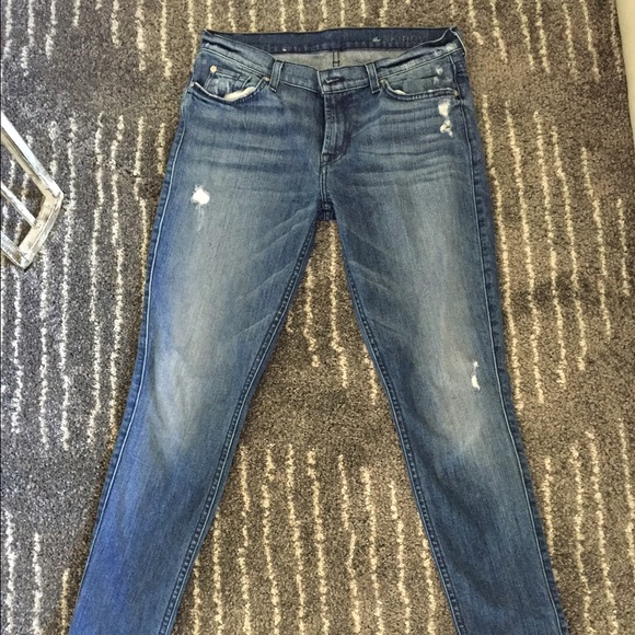 7 For All Mankind super skinny distressed jeans