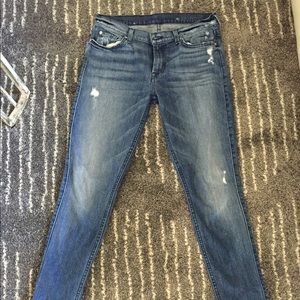7 For All Mankind super skinny distressed jeans