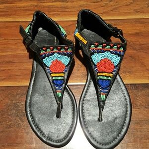 Beaded black sandals