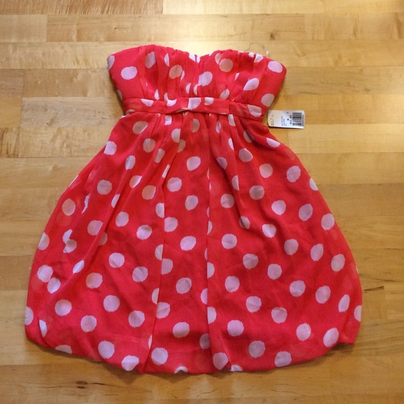 Forever 21 Dresses & Skirts - Nwt polka dot dress white coral red orange medium
