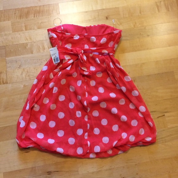 Nwt polka dot dress white coral red orange medium - Picture 3 of 4