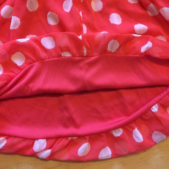 Nwt polka dot dress white coral red orange medium - Picture 4 of 4