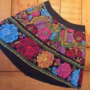 Anthropologie Floral High Waisted Skirt