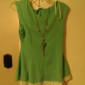 Baby blue Peplum top with detachable necklace