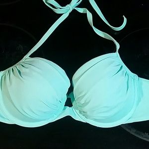 Mint blue push up bathing suit top. Vs