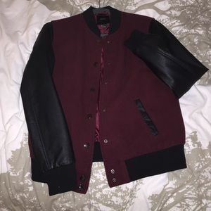 Forever21 burgundy and black bomber jacket