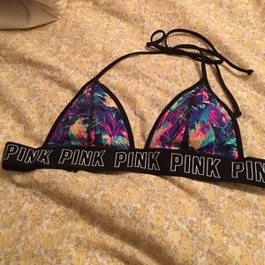 Pink triangle bikini top
