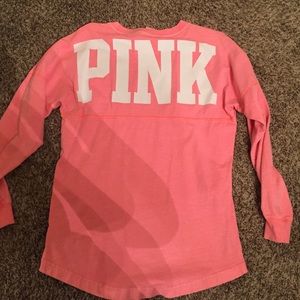Pink varsity crew shirt