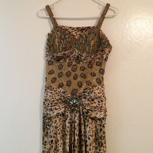 Cheetah print gold and blue dress for sale