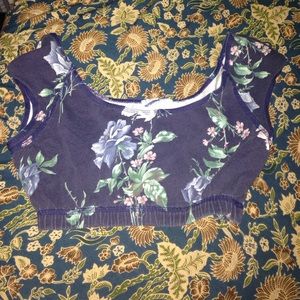 Vintage LA Sport crop top floral print navy