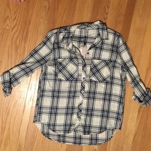 Blue and White Plaid Shirt