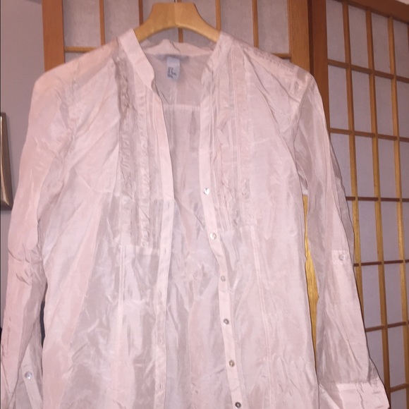 H&M beige blouse with ruffle accents