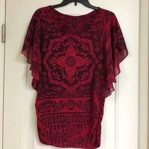 SOLD! Expresso Flutter Sleeve Top w/shirring