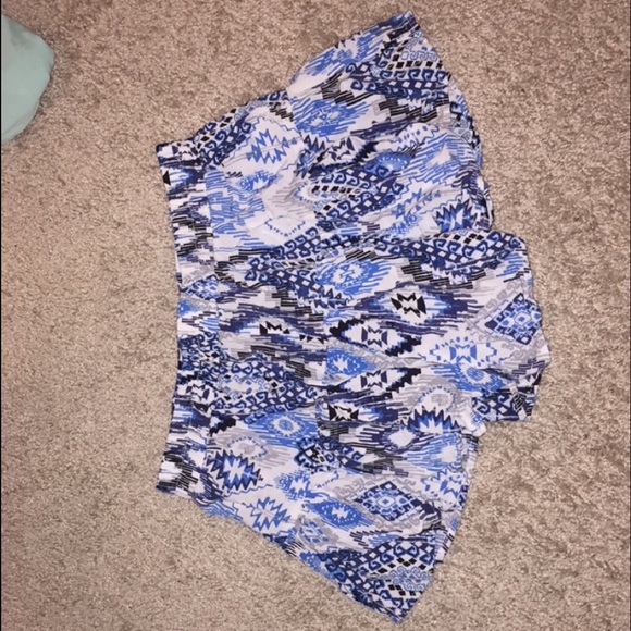 Bright blue Aztec flowy shorts