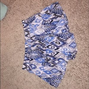 Bright blue Aztec flowy shorts