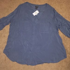 🆕Torrid Plus Size 4 Gray Henley Button-Up Blouse