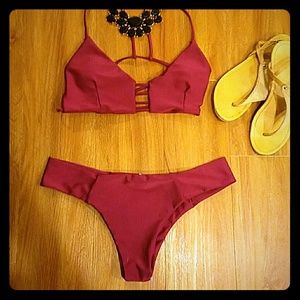 Burgundy bathing suit