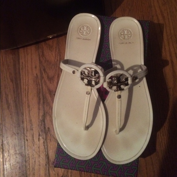 Tory Burch Ivory rubber sandals. Worn last summer