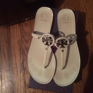 Tory Burch Ivory rubber sandals. Worn last summer