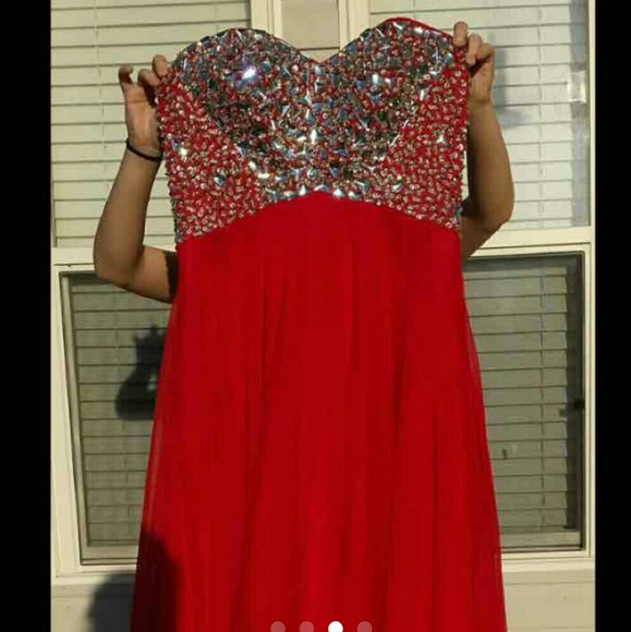 Corset Red Prom Dress - Picture 2 of 3
