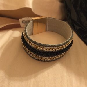Black and grey with gold bracelet