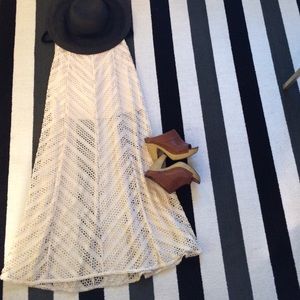 off-white lace maxi skirt