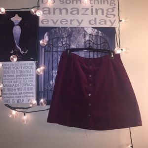 Maroon button up skirt
