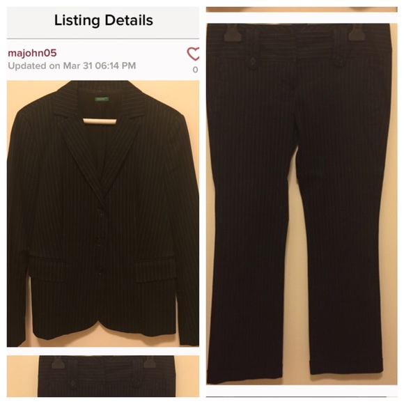 United Colors of Benetton Black Pinstripe Suit 44