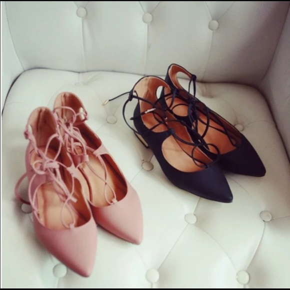 NEW BLACK Lace up Ballerina Flat size 7