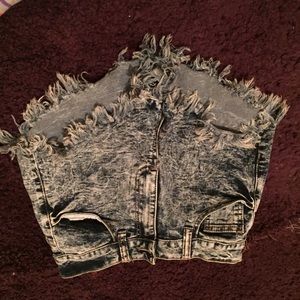 High waisted acid wash shorts