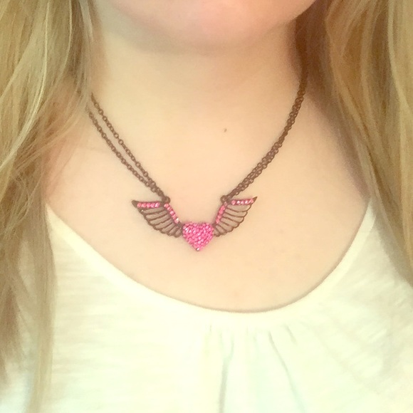 Hot Topic Heart Wings Necklace