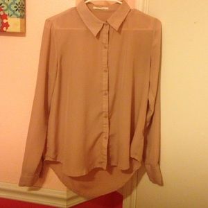 Open back tan dress shirt