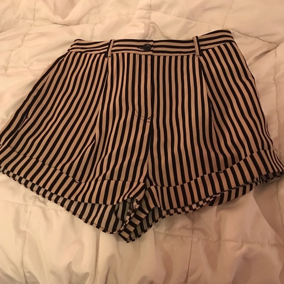 Tan and Black high waist shorts