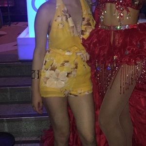 yellow floral romper