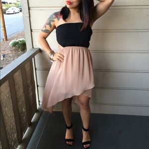 High low strapless dress