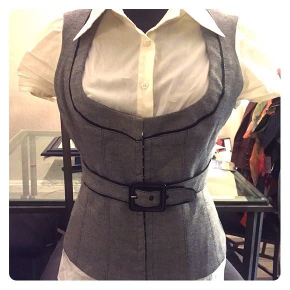 Bebe Layered Look Top w/belt & hook closures