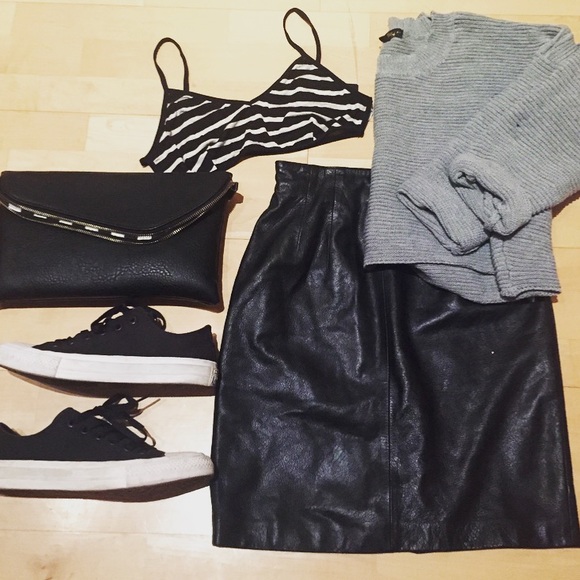 SKIRT: Black Leather Mini Skirt