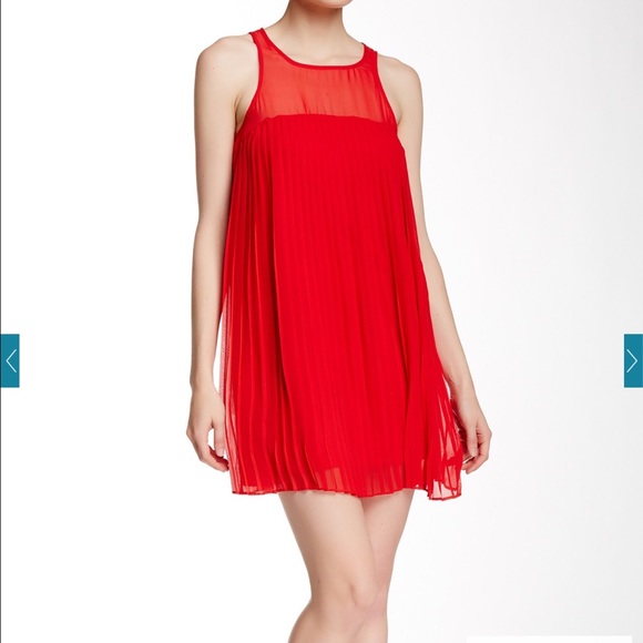 Socialite by Nordstrom Red Babydoll Pleated Dress