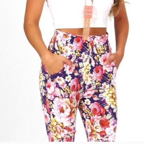 Floral high waisted pants.