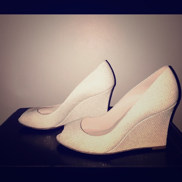 LK Bennett London peep toe wedge shoes