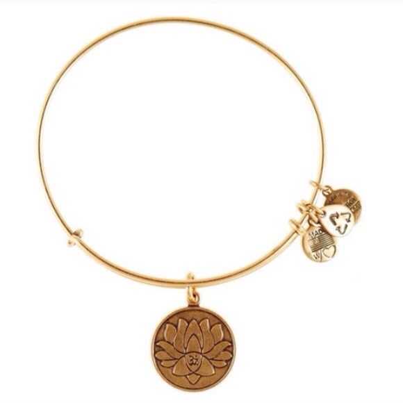 Alex and Ani Jewelry - NWT - Alex & Ani Gold Lotus Peace Charm Bangle