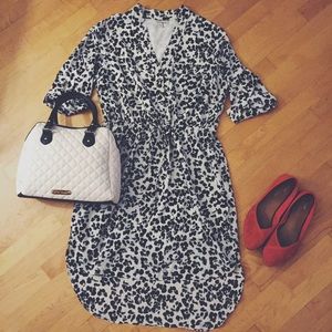 SALE!!! B&W leopard print drawstring dress