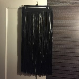 Faux Leather fringe skirt