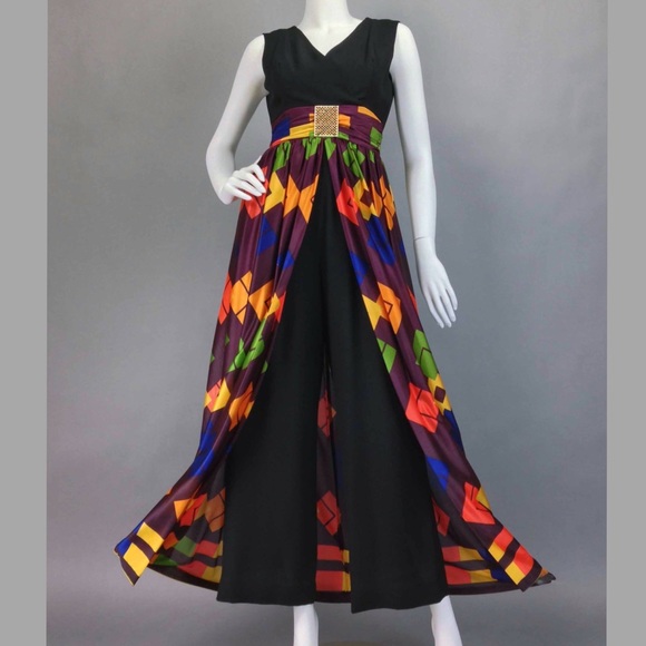 🚫SOLD🚫VINTAGE JUMPSUIT | 60s Jumpsuit w Split Ma - Picture 3 of 4