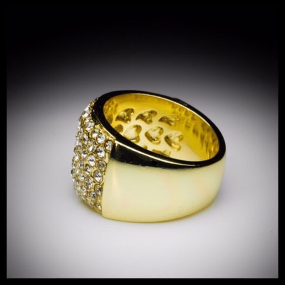 PAVE CRYSTAL 14K GOLD STATEMENT COCKTAIL RING - Picture 5 of 8