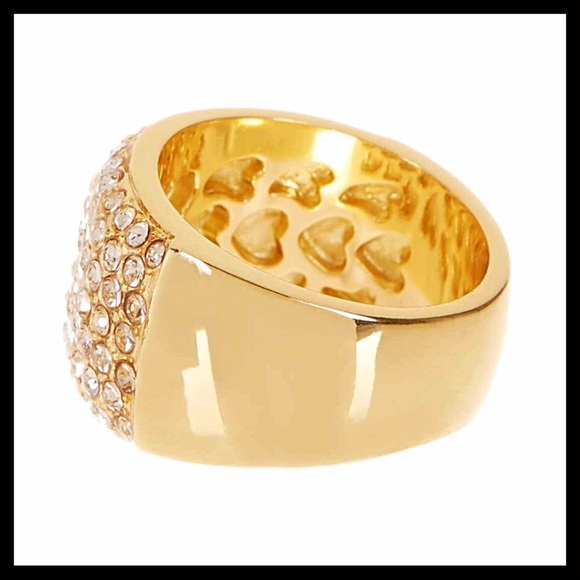 PAVE CRYSTAL 14K GOLD STATEMENT COCKTAIL RING - Picture 7 of 8
