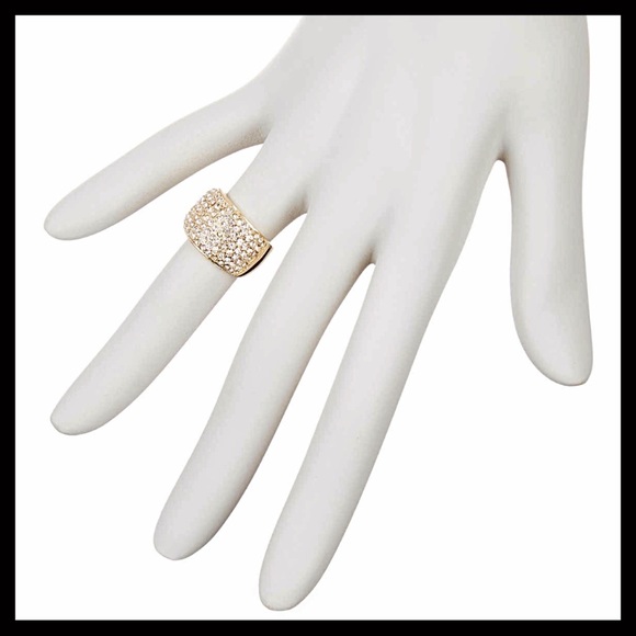 PAVE CRYSTAL 14K GOLD STATEMENT COCKTAIL RING - Picture 8 of 8