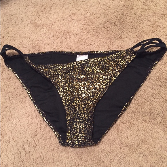 Black and gold leopard print bathing suit bottoms