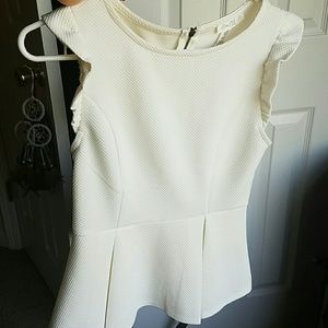 Cute white/pearl peaplum top, Love Fire brand