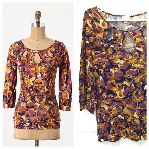 Anthropologie Traced Teardrops Pullover Top